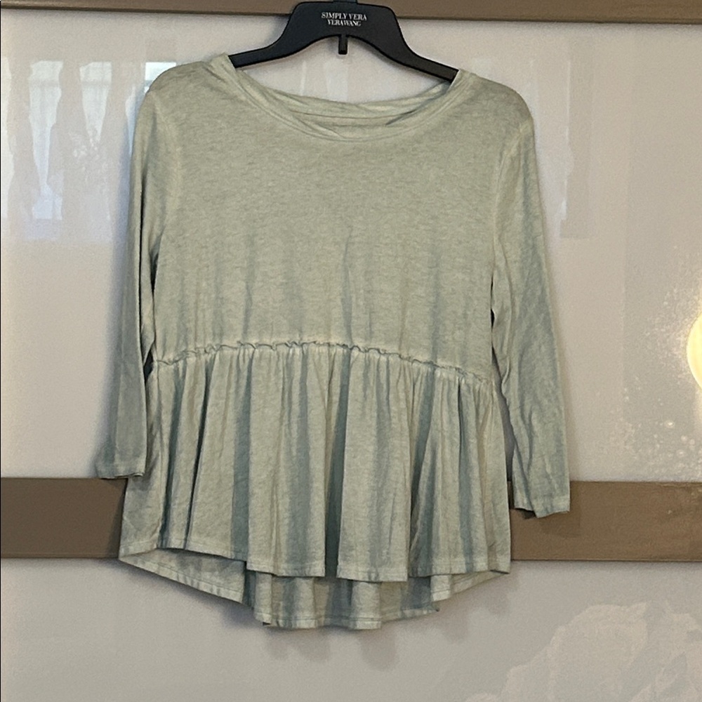 Arizona Jean Company Light Green Long Sleeve Peplum Top